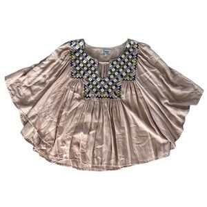 Dewa Pink Embroidered Top butterfly sleeves size small